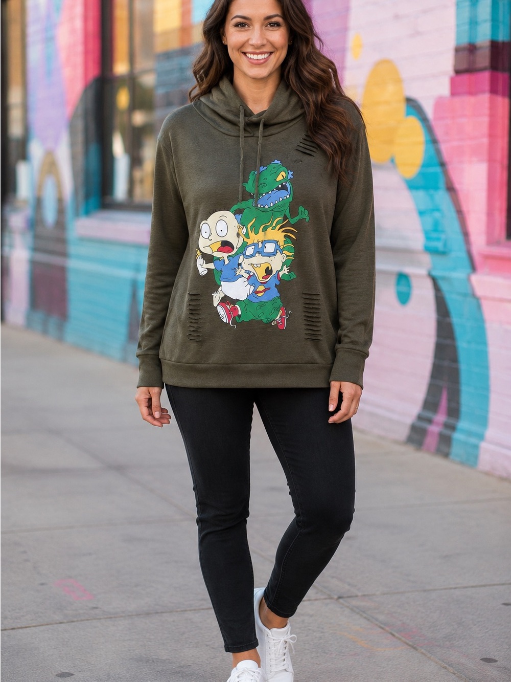 Nickelodeon Olive Green Cartoon Rugrats hoodie XL